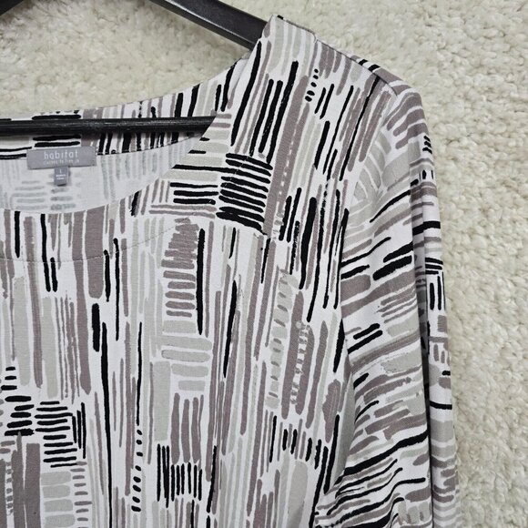 Habitat Gray Pullover Dress Large Artsy Stretch 3/4 Sleeve Casual Above Knee - Picture 5 of 14